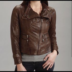 Stetson brown leather motorcycle jacket size small